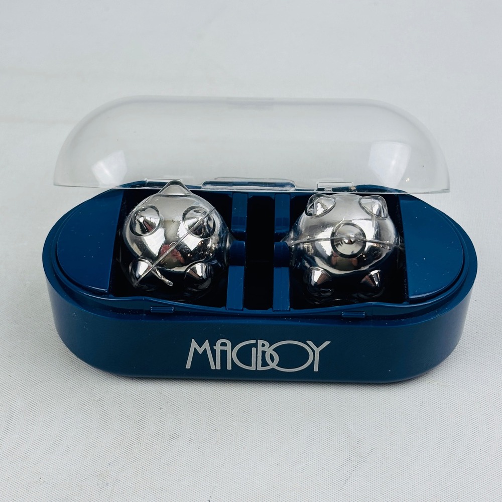 Nikken Magboy Magnetic Massage Balls 1320 Stress Pain Relief Blue Case Box 2001